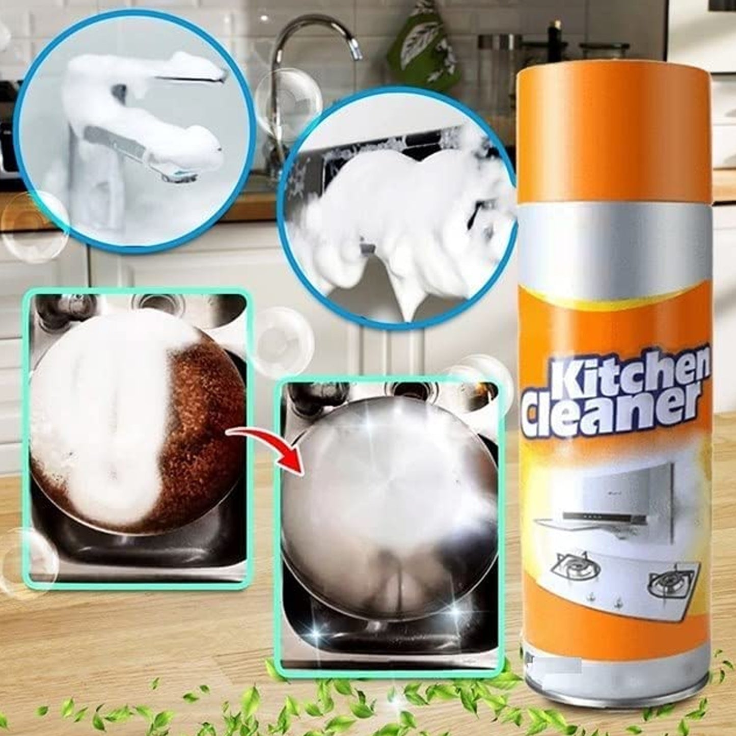 Multipurpose Bubble Foam Cleaner Kitchen Cleaner Spray Oil Grease Stain Remover Chimney Cleaner Spray Bubble Cleaner All Purpose Foam Degreaser Spray (500 Ml)