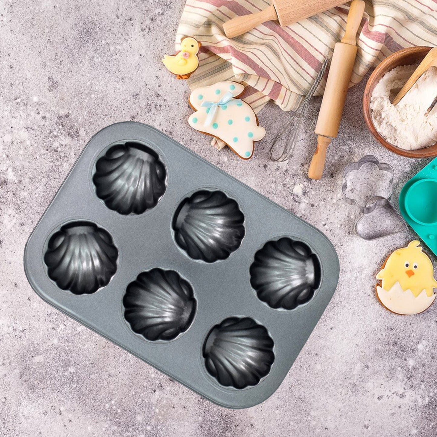 6 Slot Non-stick Muffins Cupcake Pancake Baking Molds Tray