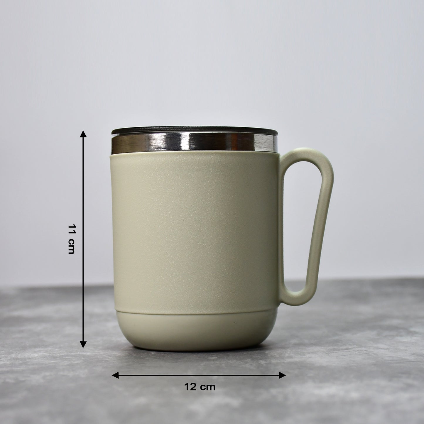 Premium Stainless Steel Coffee Mug With Heat Resistant Mug Lid. Approx 400ml Mug.