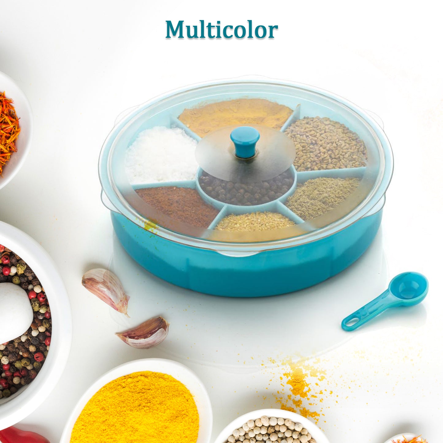 Multipurpose Dry-fruit And Masala Box With Single Spoon.