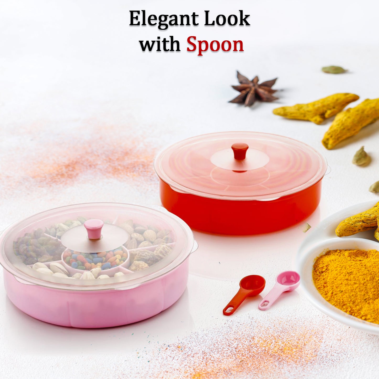 Multipurpose Dry-fruit And Masala Box With Single Spoon.