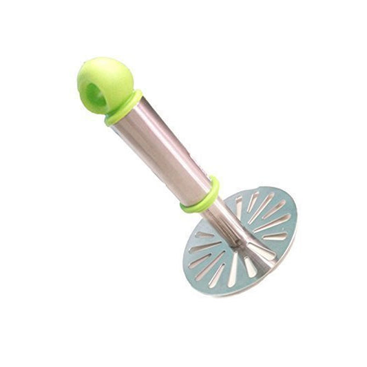 Potatopav Bhaji Masher With Plastic Handle Silver  Plastic - Oval Pav Masher Potato 1-piece Smasher Handle Multicolor